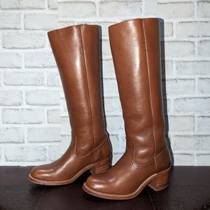 Frye Vintage Tall Knee High Campus Brown Leather Boho Western Boots Women's 6.5